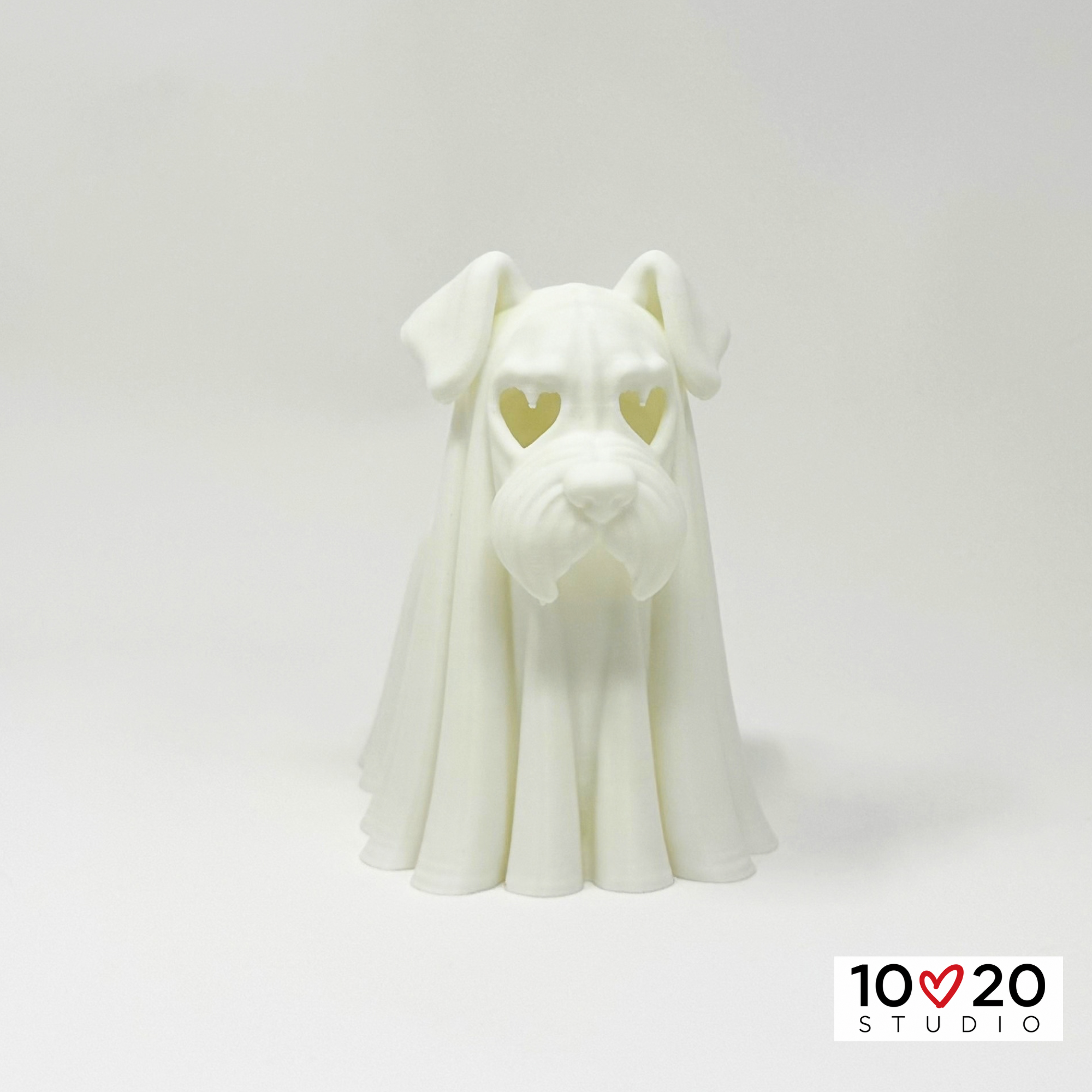 Standing Ghostly Schnauzer-1 Standing Ghostly Schnauzer LED tealight lantern, front view