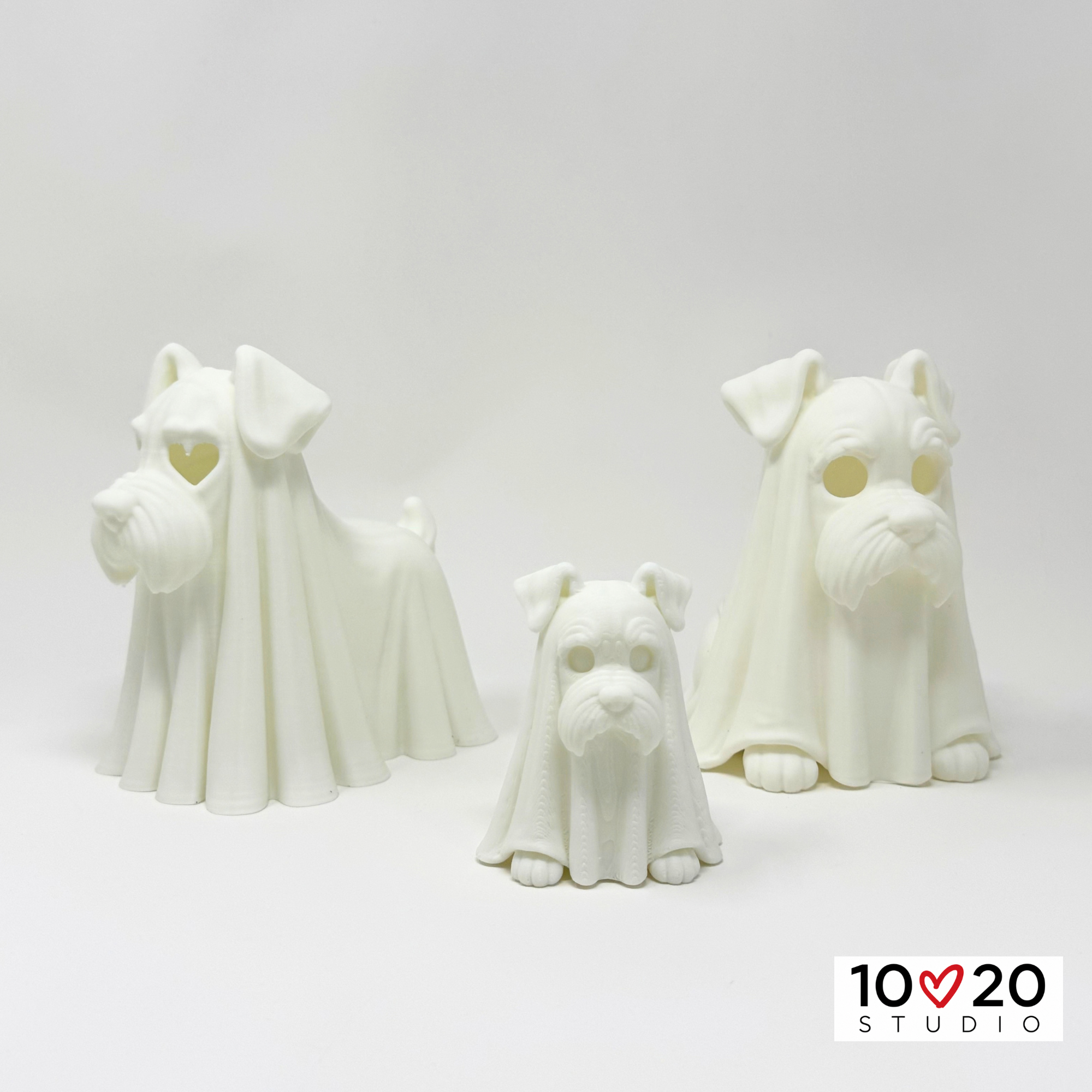 Standing Ghostly Schnauzer-4 Standing Ghostly Schnauzer shown with two sitting Ghostly Schnauzer lanterns