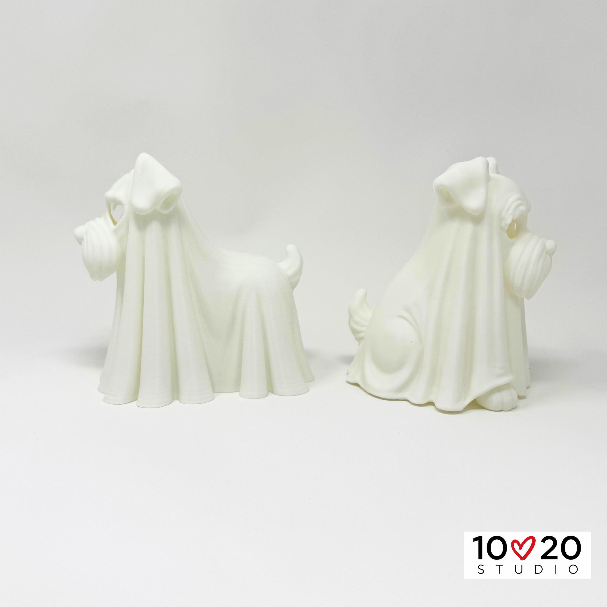 Standing Ghostly Schnauzer-7 Standing and sitting Ghostly Schnauzer lanterns shown from the back