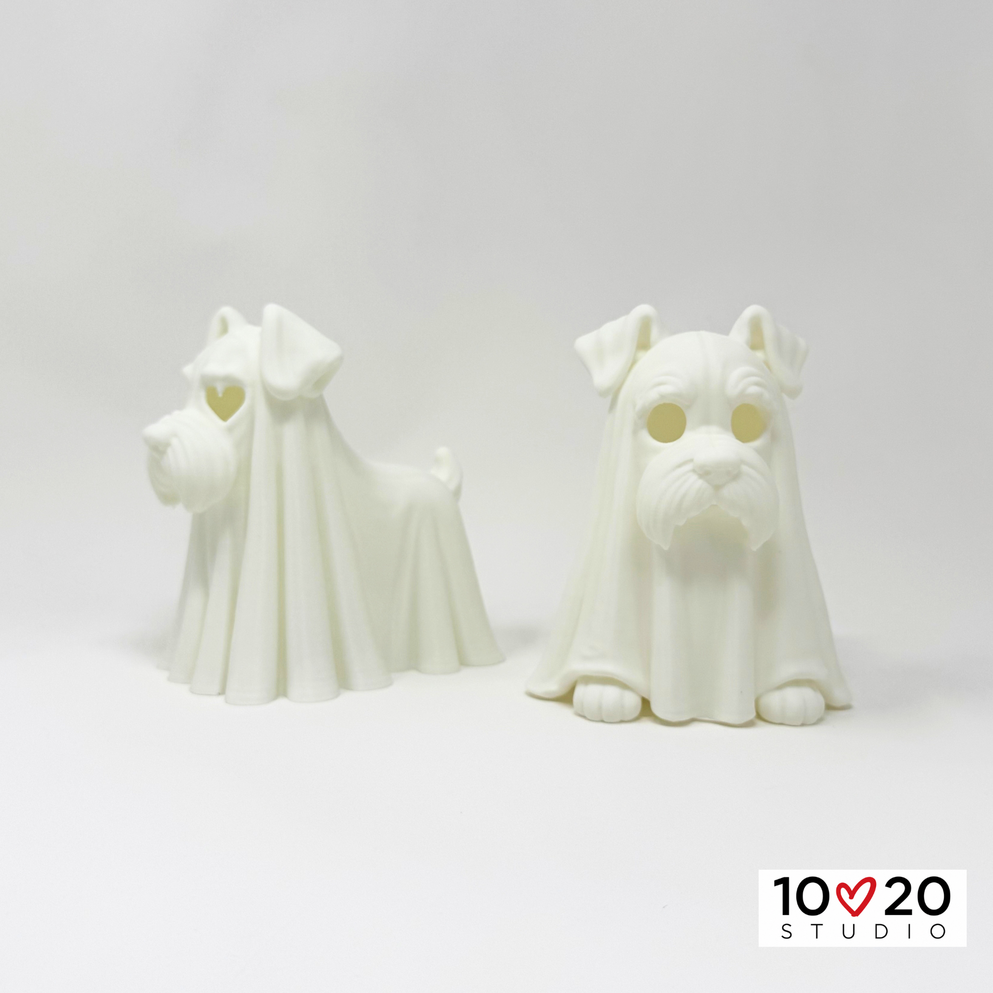 Standing Ghostly Schnauzer-8 Standing and sitting Ghostly Schnauzer LED tealight lanterns displayed together